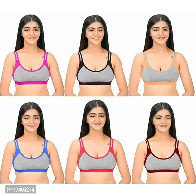 Women And Girls Sports Bra Pack Of 6 Multicolour - 2-thumb0