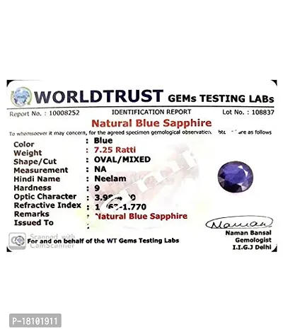 BL Fedput Neelam Stone 6.25 ratti Certified / 100% Blue Sapphire Stone Original Certified by Lab-thumb4