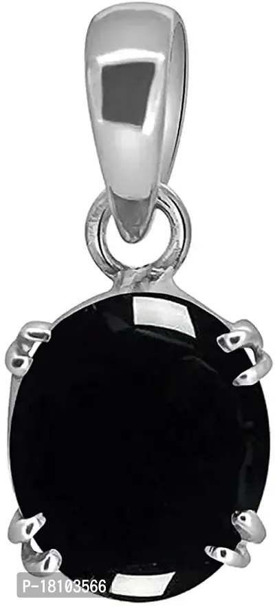 BL Fedput 18.25 Ratti 17.00 Carat Black Sulemani Hakik Silver Plated Pendant AAA+ Quality Natural Sulemani Hakik/Hakeek Loose Gemstone for Women's and Men's-thumb0