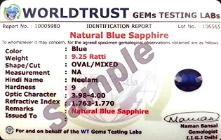 BL Fedput 9.25 Ratti 8.45 Carat Superb Blue Sapphire Gemstone Ring Earthmine Certified by Lab for Men  Women-thumb3