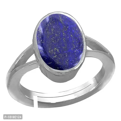 BL Fedput 10.25 Ratti 9.00 Carat Deluxe Quality Natural Lapiz/Lapis Silver Plated Adjustable Ring Gemstone by Lab Certified(Top AAA+) Quality-thumb0