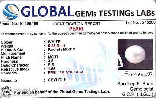 BL Fedput 10.45 Crt -11.25 Ratti White Pearl Gemstone(Pearl/Moti) 100% Certified Moti Gemstone for Man and Woman with Lab Certificate-thumb3