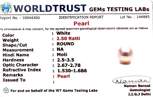 BL Fedput 3.50 Ratti White Pearl Gemstone(Pearl/Moti) 100% Certified Original Moti Gemstone For Man and Woman With Lab Certificate-thumb1