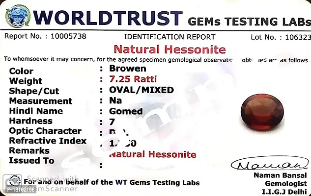 BL Fedput Certified Unheated Untreatet 5.25 Ratti 4.32 Carat A+ Quality Natural Hessonite Garnet Gomed Loose Gemstone For Women's and Men's-thumb2