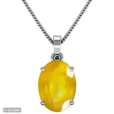 BL Fedput 9.25 Ratti 8.41 Carat A+ Quality Yellow Sapphire Pukhraj Gemstone Pendant for Men and Women's-thumb0