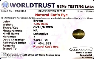 BL Fedput 6.25 Ratti 5.75 Carat Natural Cat Eyes Stone Lehsunia Ketu Loose Gemstone Certified for Women's and Men's-thumb2