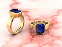 BL Fedput Unheated Untreatet 18.00 Carat AAA+ Quality Natural Blue Sapphire Neelam Gold Plated Adjustable Gemstone Ring for Women's and Men's {Lab - Certified}-thumb4