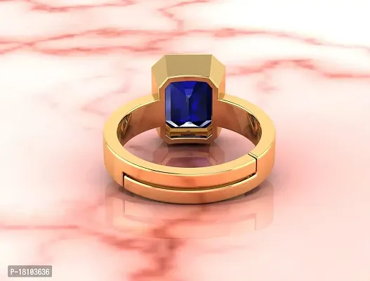 BL Fedput Unheated Untreatet 18.00 Carat AAA+ Quality Natural Blue Sapphire Neelam Gold Plated Adjustable Gemstone Ring for Women's and Men's {Lab - Certified}-thumb4