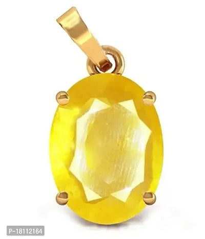 BL Fedput 9.25 Ratti 8.41 Carat A+ Quality Yellow Sapphire Pukhraj Gemstone Pendant for Men and Women's-thumb0