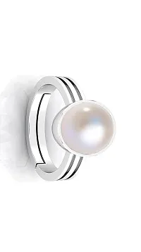 BL Fedput South Sea Pearl 9.00 Ratti 8.00 Carat Natural Pearl Gemstone Original Certified Moti Adjustable Astrological panchhdhaatu/Ashtadhatu Silver Ring for Men and Women-thumb1