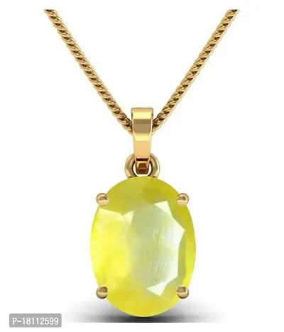 BL Fedput 9.25 Ratti 8.41 Carat A+ Quality Yellow Sapphire Pukhraj Gemstone Pendant for Men and Women's