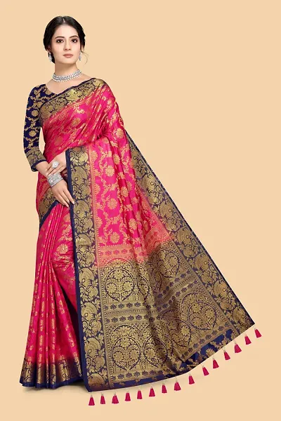 Stylish Silk Embroidered Saree with Running Blouse