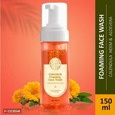 Omeo Calendula Foaming Face Wash with Natural Extracts of Calendula, Aloe Vera and Neem for Sensitive Skin, Instant and Excess Oil for Men and Women - 150ML