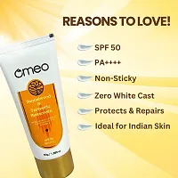 Omeo Sunscreen with Sandalwood, Turmeric, Papaya  Licorice Extract - 50g | SPF 50, PA++++, Lightweight, No White Cast, Non Sticky  Protects  Repairs-thumb3