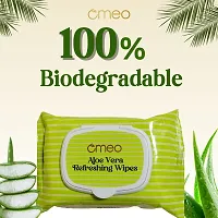 Omeo Aloe Vera Wet Wipes - 25N Each (Pack of 2) | Wet Wipes for Face with Aloe Vera Extract, Mint Oil  Vitamin E-thumb1