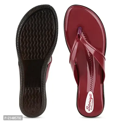 Elegant Maroon Synthetic Fashion Flats For Women, Pack Of 1-thumb0