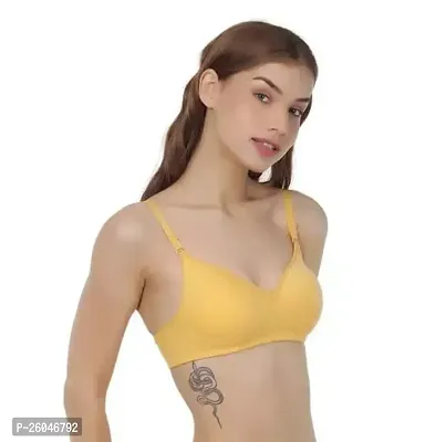 Stylish Yellow Cotton Solid Bras For Women-thumb0