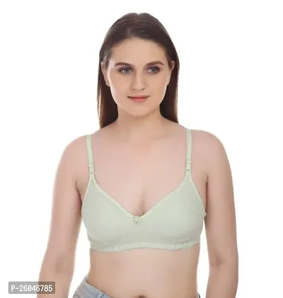 Stylish Green Cotton Solid Bras For Women
