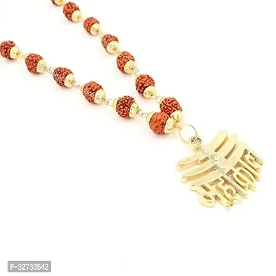 ARKAM Pendant and Rudraksha Mala Gold plated Brass (Size: 10mm, Length: 24 inches)-thumb0