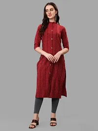 PARNAVI Cotton Striped Straight Office wear Kurta for Women Red-thumb4