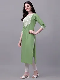 PARNAVI Chiken Embroidery Straight Cotton Kurti (XX-Large, Green)-thumb3