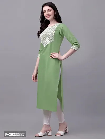 PARNAVI Chiken Embroidery Straight Cotton Kurti (XX-Large, Green)-thumb4