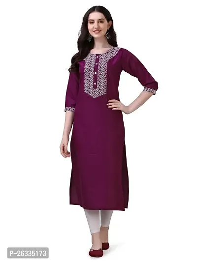 PARNAVI Embroidery Round Neck Cotton Kurti for Women (4XL, Purple)