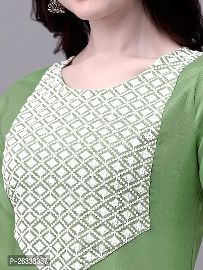 PARNAVI Chiken Embroidery Straight Cotton Kurti (XX-Large, Green)-thumb5