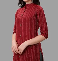 PARNAVI Cotton Striped Straight Office wear Kurta for Women Red-thumb2