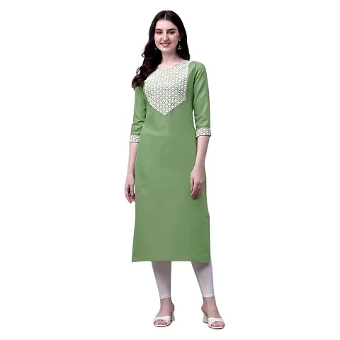 PARNAVI Chiken Embroidery Straight Kurti (XX-Large, Green)