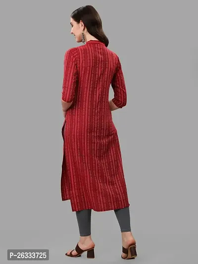 PARNAVI Cotton Striped Straight Office wear Kurta for Women Red-thumb4