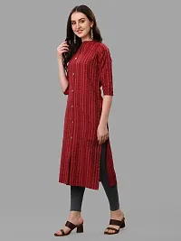 PARNAVI Cotton Striped Straight Office wear Kurta for Women Red-thumb1