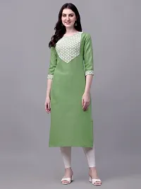 PARNAVI Chiken Embroidery Straight Cotton Kurti (XX-Large, Green)-thumb1