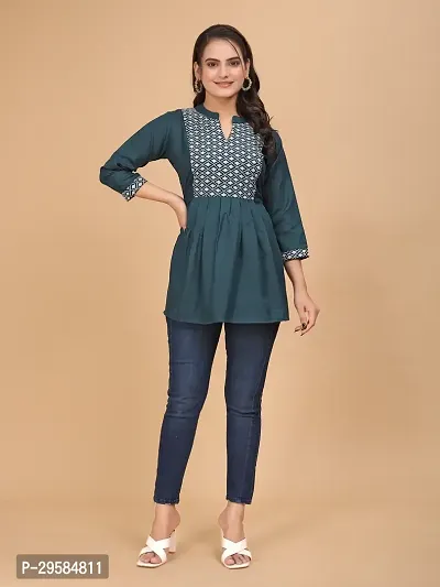 Cotton Embroidery Fit  Flare Tunic for Women