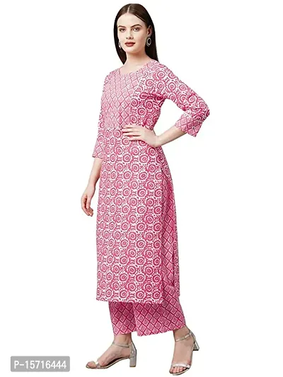 Stylish Straight Printed Cotton Kurta and Bottom Set For Women-thumb0