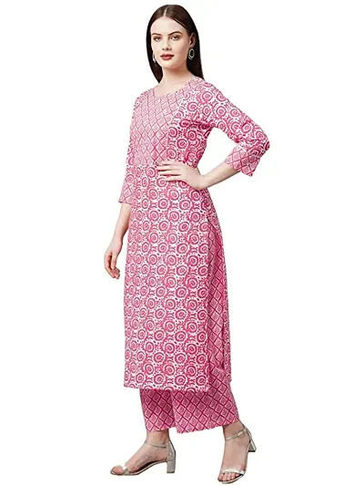 Classic Womens Blend Traditional Straight Kurta and Palazzo Set