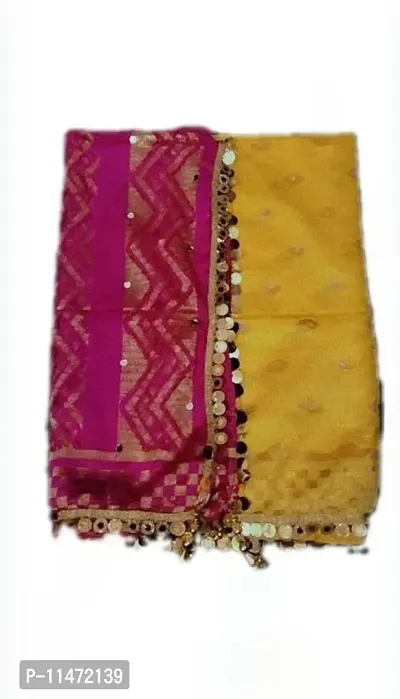 Trendy Women Rani Yellow Colour Mix Silk Dupatta (2 Mtr)