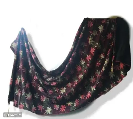 Trendy Women Silk Woolen Black Dupatta-thumb0