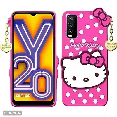 RKONLINESALE Latest Hello Kitty Back Cover For Vivo Y20 Mobile Cover (Pink)-thumb0