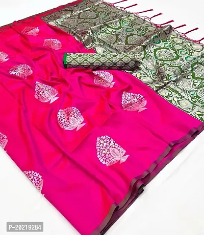 Banarsi Lichi Silk Weaving Jecard Saree With Beautiful Wiaving Blouse