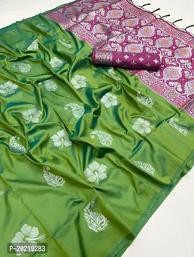 Banarsi Lichi Silk Weaving Jecard Saree With Beautiful Wiaving Blouse