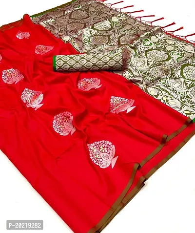 Banarsi Lichi Silk Weaving Jecard Saree With Beautiful Wiaving Blouse