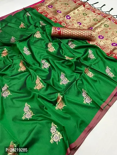 Banarsi Lichi Silk Weaving Jecard Saree With Beautiful Wiaving Blouse