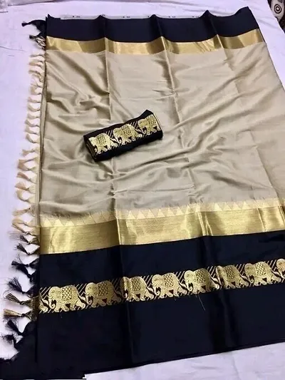 Glamorous Cotton Silk Saree with Blouse piece 