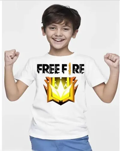 Harsh Clothing Shop Round Neck Half Sleeve Cartoon freefire T-Shirt for Kids (11-12 Years) (12-13 Years) (13-14 Years) (14-15 Years)