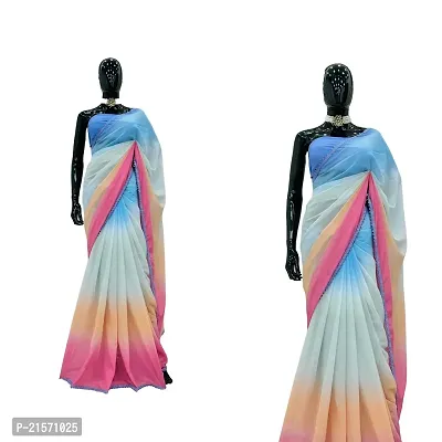 Rani Inspired Georgette Multicolor Printed Saree with Blouse Piece-thumb2