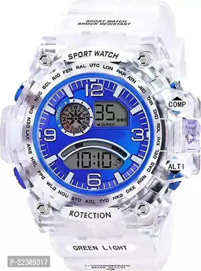 Stylish Blue Rubber Digital Watch For Men-thumb0