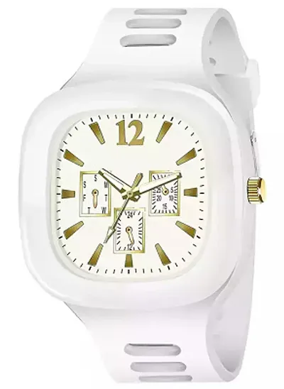 Stylish White Rubber Analog Watch For Men