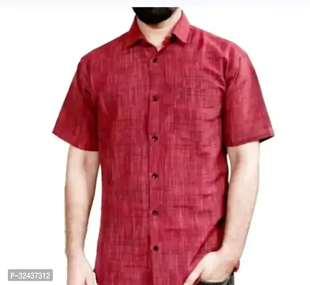 Stylish Maroon Cotton Blend SolidCasual Shirt For Men-thumb0