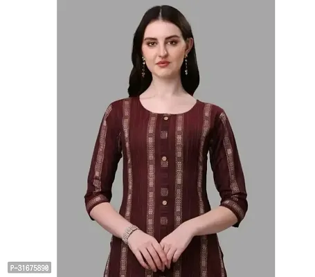 Stylish Maroon Khadi Cotton Kurta For Women-thumb0